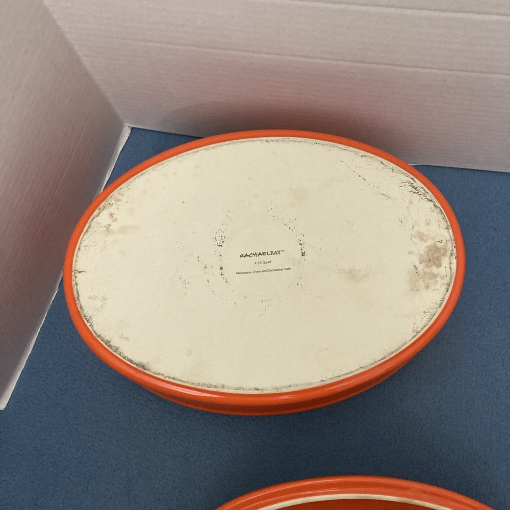 Rachael Ray Orange 4.25 Qt Stoneware Casserole Dish with Matching Lid & Handles - Picture 6 of 9